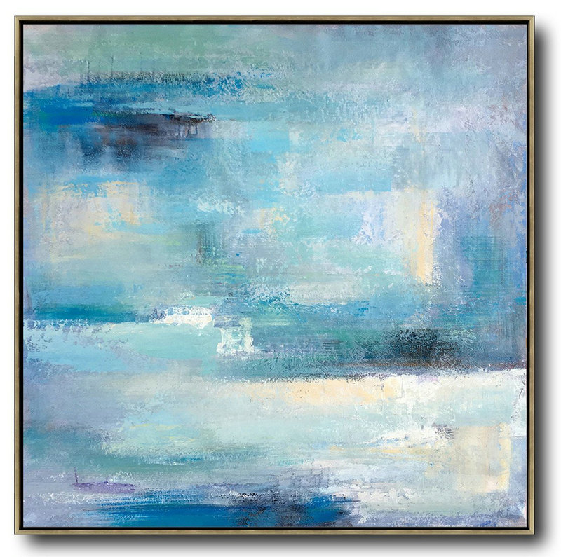 Extra Large Abstract Painting On Canvas,Oversized Contemporary Art,Hand Painted Acrylic Painting Sky Blue,Violet,White,Nude
